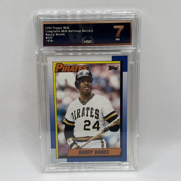 1990 Topps Barry Bonds Baseball Card #220 Pittsburgh Pirates Graded 7 NM Vintage - Picture 1 of 2